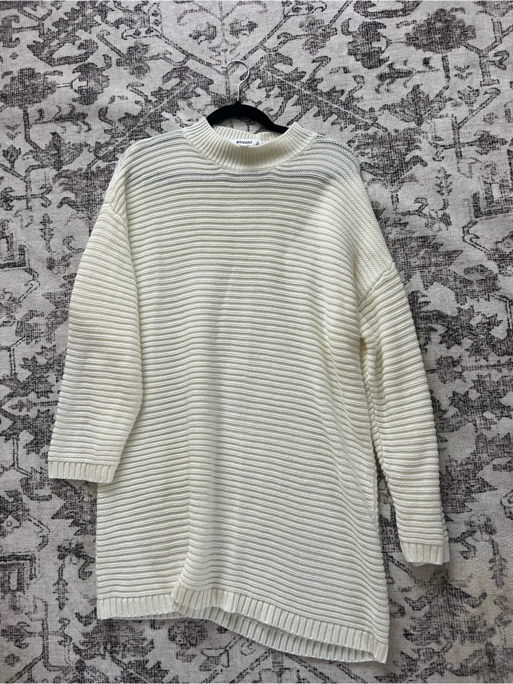 Missguided Cream Off-White Ribbed Sweater Dress